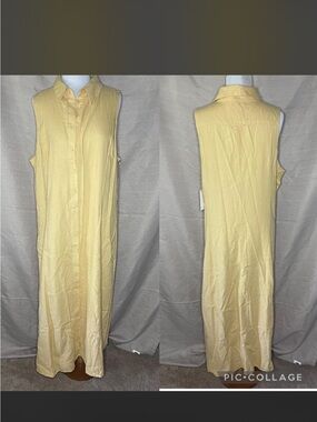 Magnolia Sleeveless Pale Yellow Button-Down linen Maxi Dress